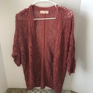 Lace crochet cardigan dusty rose Size M